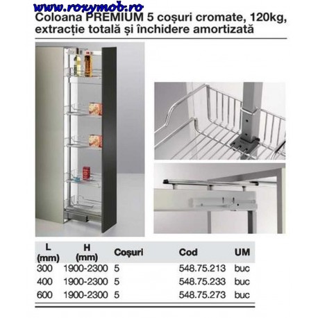 COLOANA HAFELE 5 COSURI H1900-2300MM CORP 600 548.75.273