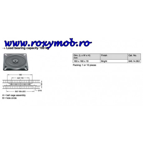 SUPORT ROTATIV TV HAFELE 50 KG 360 GRADE 160 MM 646.14.062