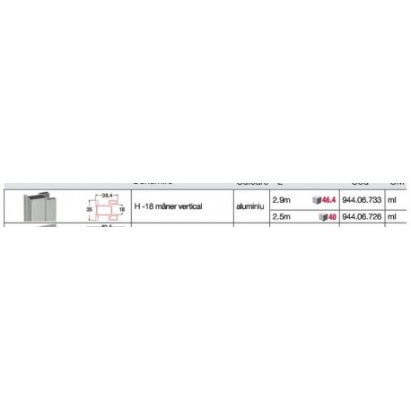SISTEM ADOOR MANER VERTICAL H18 2.9 ML ALU 944.06.733