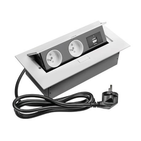 PRIZA INCASTRABILA 2XSCHUKO 2USB, ALB