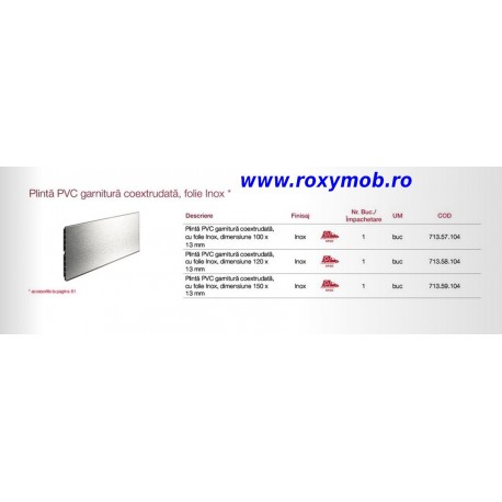 PLINTA H100 MM PLASTIC FOLIE ALU INOX 509 4M, 713.57.104