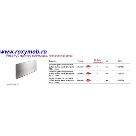 PLINTA H150 MM PLASTIC FOLIE ALU PERIAT 502 4M, 713.59.204