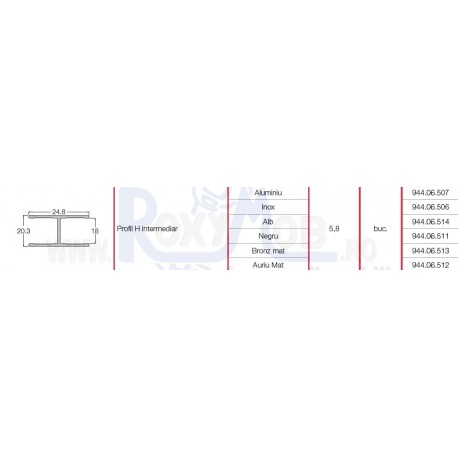 SISTEM ADOOR PROFIL H 24.8X20.3MM 5.8ML NEGRU 944.06.511
