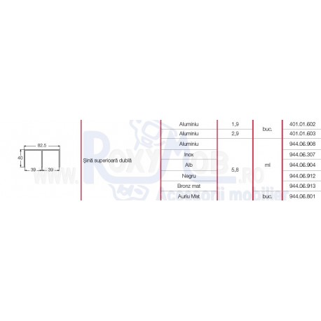 SISTEM ADOOR SINA SUP DUBLA AURIU MAT 5.8 M 944.06.801