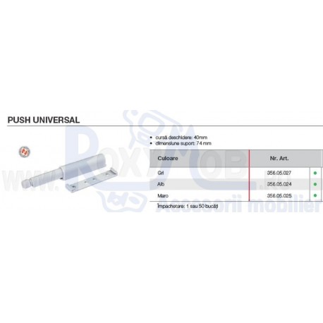 PUSH UNIVERSAL 40MM 74MM ALB 356.05.024