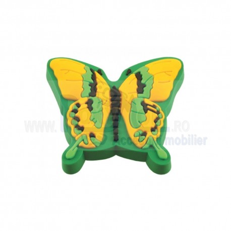 BUTON JUCARII FLUTURE GALBEN CU VERDE AM048 1060