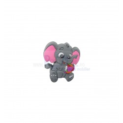 BUTON MOBILA COPII ELEFANT GRI CU ROZ 1.4