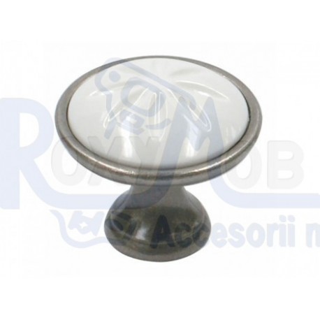 BUTON SIRO 1919-34ZN28A4 ARGINT ANTIC INSERTIE PLASTIC ALB